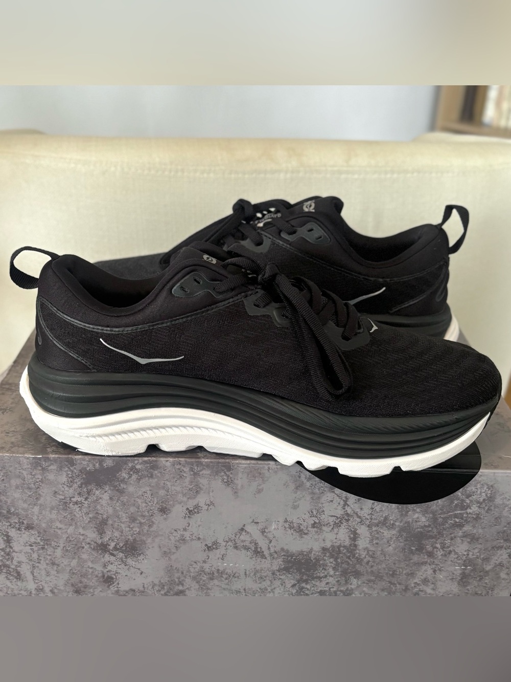 Hoka One One Gaviota 5 Black White Women's Size 9 D Wide Running Shoes 1134270 - Picture 4 of 10